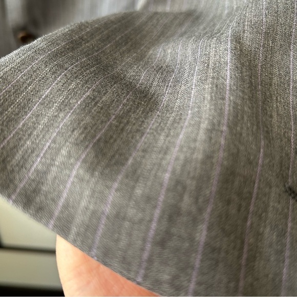 [56R] Canali Holt Renfrew Men’s Grey Purple Pinstripe Suit Coat 100% Virgin Wool - Picture 7 of 16